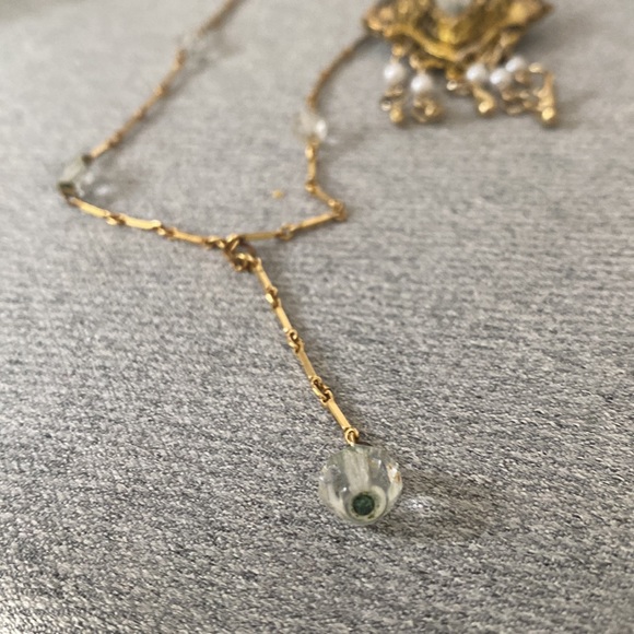 SOLD Gold and Crystal Teardrop Layering Necklace - Picture 3 of 7